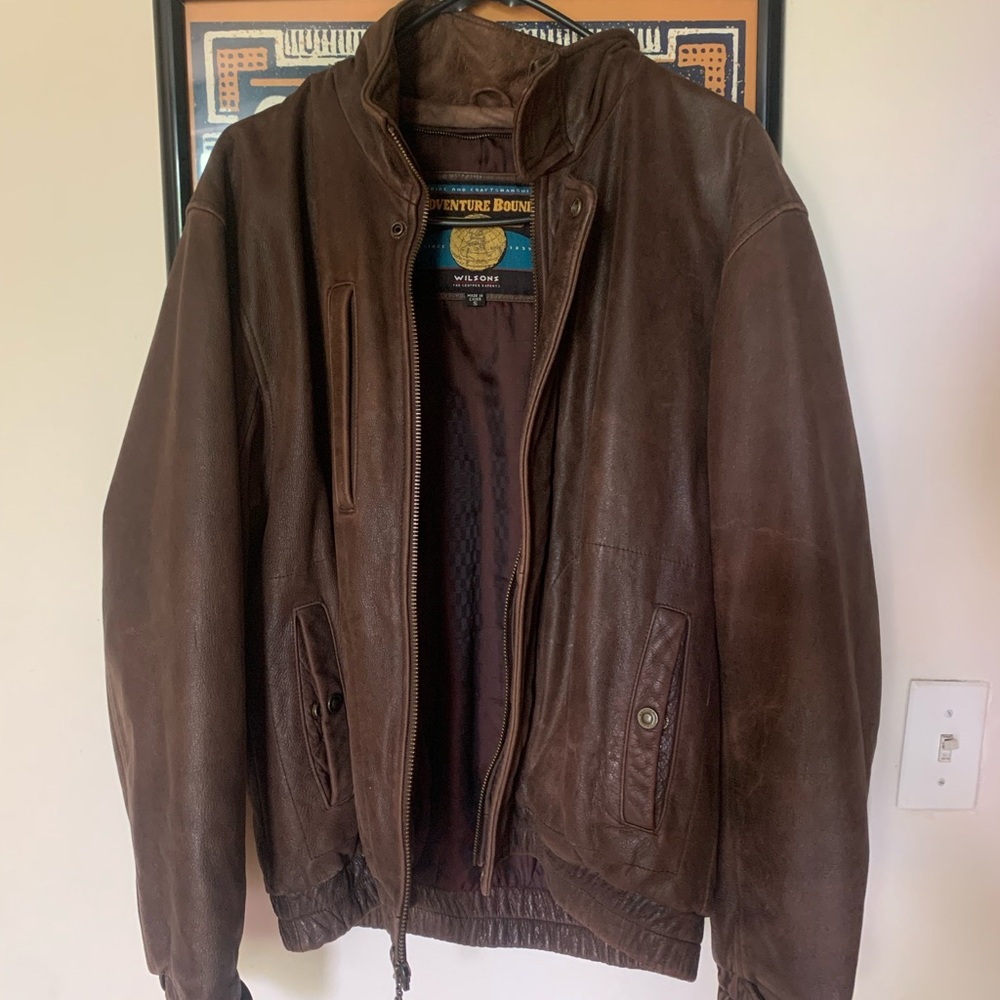 Wilson Brown Bomber Jacket Classic Leather Style
